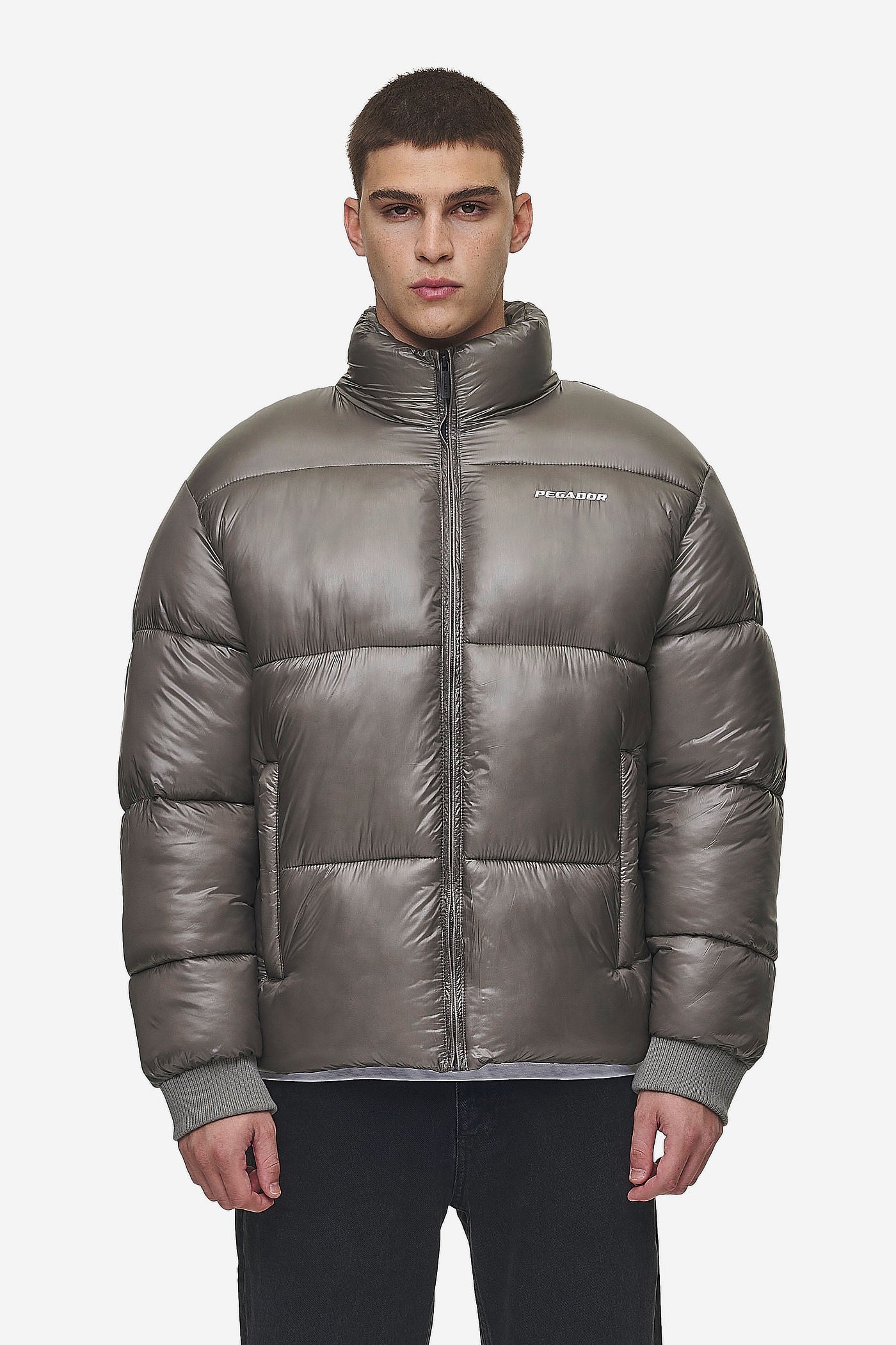 Solin Light Glossy Puffer Jacket Rock Grey PEGADOR