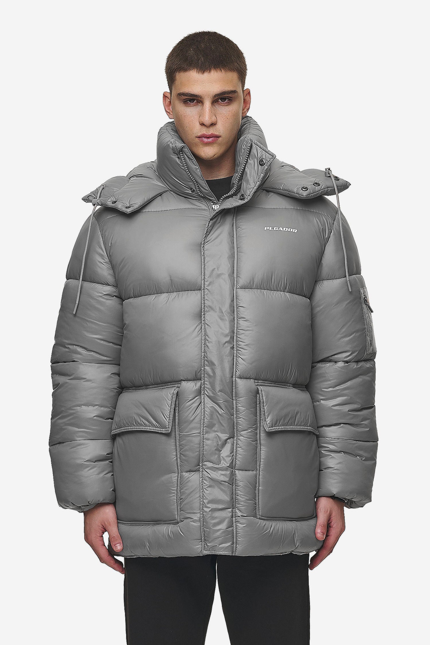 Pegador Conell Puffer Parka Rock Grey Seitenansicht aus der PEGADOR® Outerwear 24 Kollektion für Herren