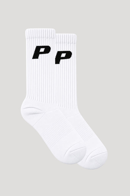 P Logo Socks White Black (Single Pack)