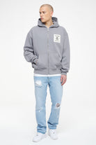 Pegador Salal Oversized Sweat Jacket Vintage Washed Dusk Grey Ganzkörper Bild aus der Trust The Process Kollektion für Herren